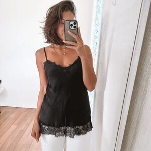 Scandal Italy Lace Black Cami Tank Top Size Small
